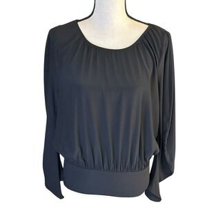 Zero +‎ Maria Cornejo Long Sleeve Bubble Scoop Neck Black Size 8 Top Blouse